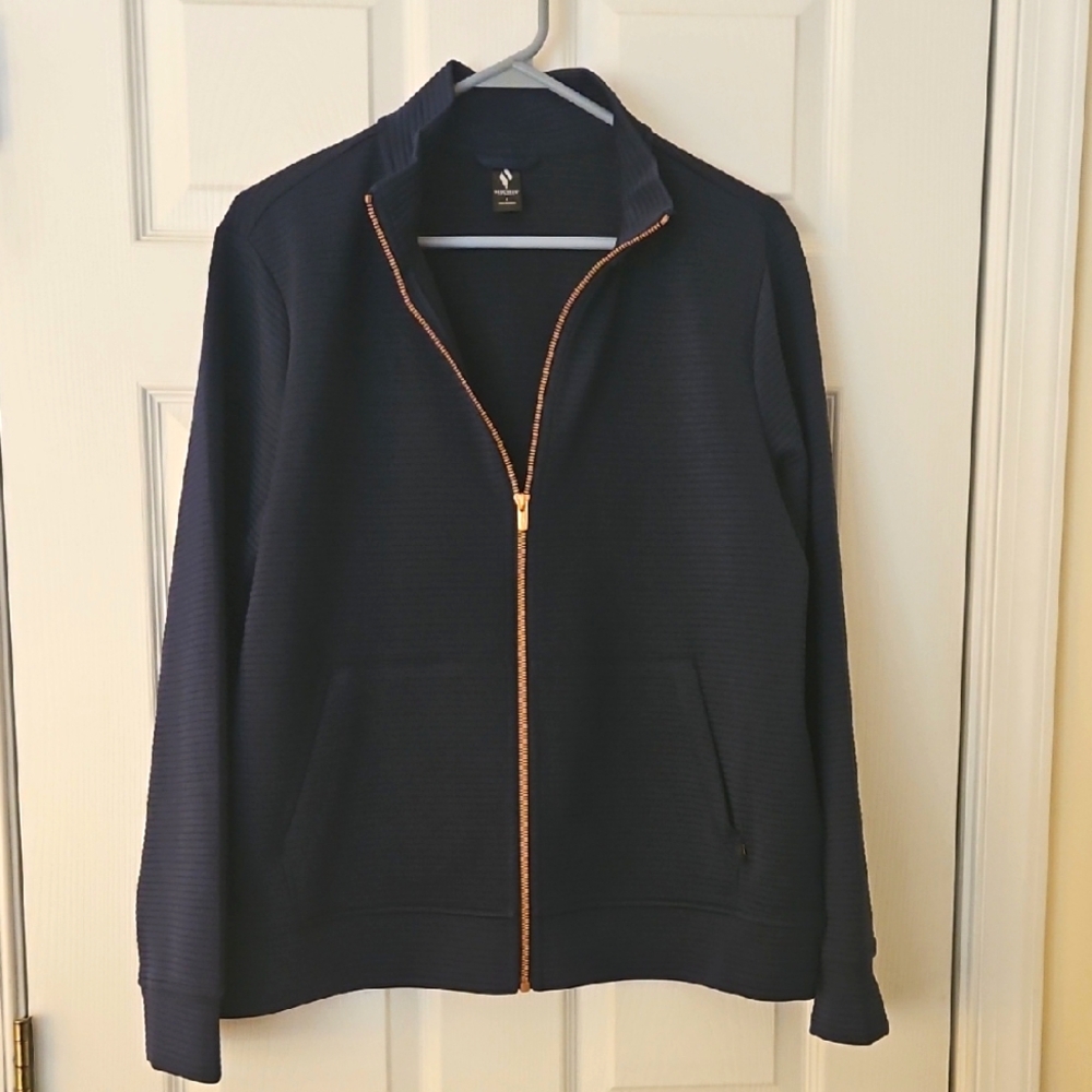 Skechers Navy Blue Zip-Up Jacket with Gold Trim